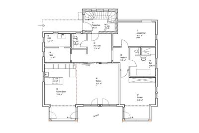 Grundriss für Erdgeschoss eines Mehrgenerationenhauses von Sonnleitner mit individueller Architektur.