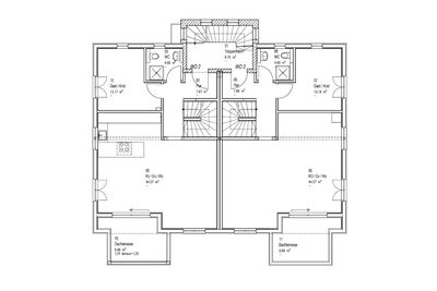 Grundriss für Obergeschoss eines Mehrgenerationenhauses von Sonnleitner mit individueller Architektur.