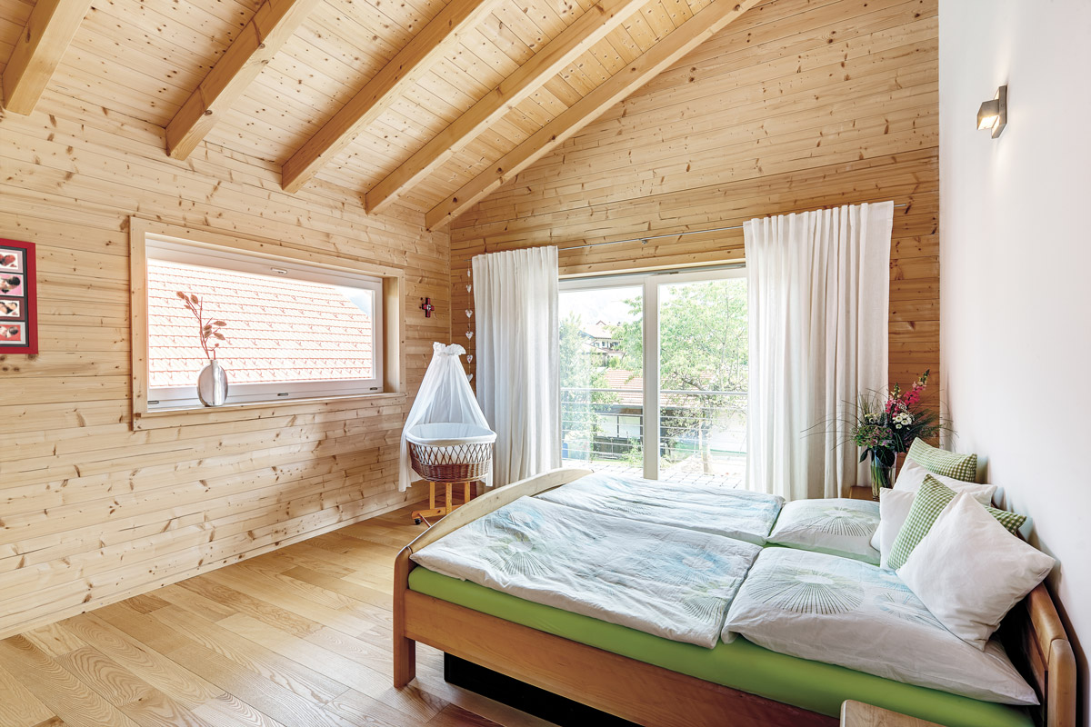 Lösung für Schallschutz im Schlafzimmer eines Holzhauses